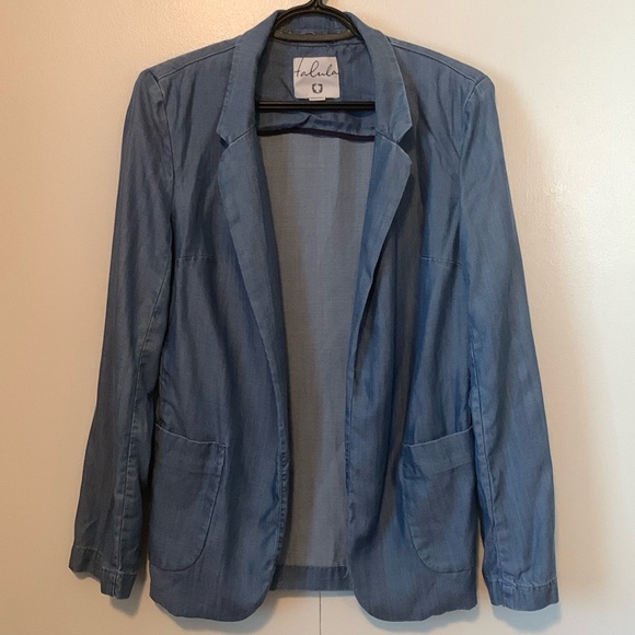Aritzia Talula Tencel Lyocell/Cotton Open Denim Blazer Size 2 Fits Bigger - Picture 1 of 8
